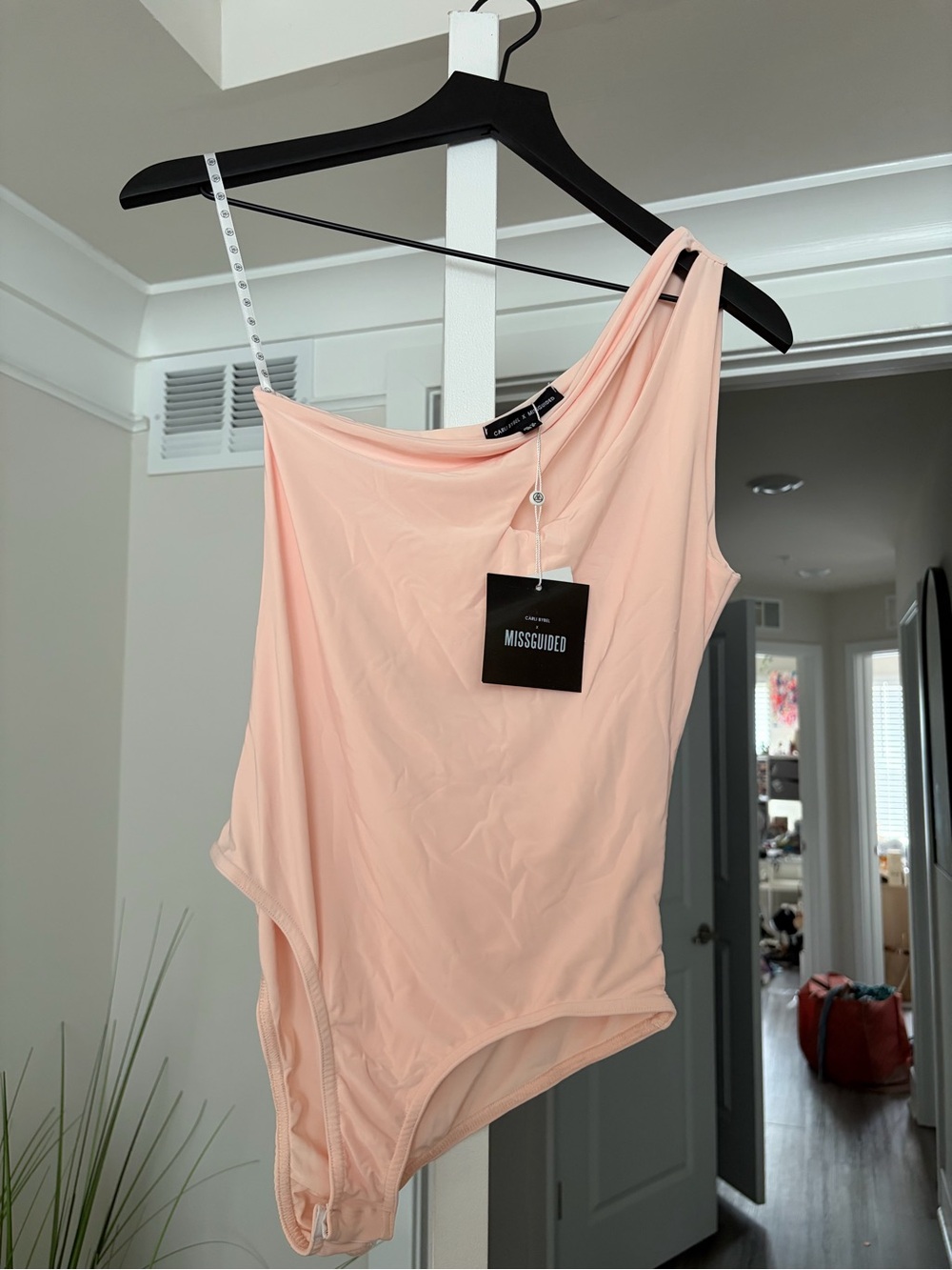 Missguided One-Shoulder Peach Pink Bodysuit